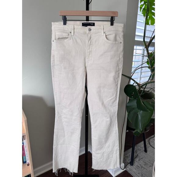Veronica Beard Cameron Bootcut High Rise Jeans Ivory Size 32 Made in USA - Picture 2 of 6